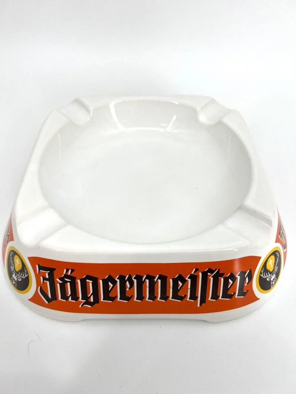 JAGERMEISTER CERAMIC ASHTRAY SQUARE COLLECTIBLE Made In England Vintage